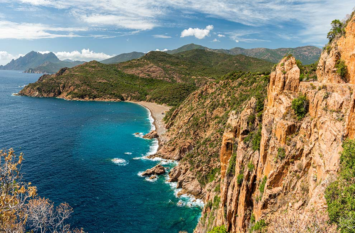 Vue surplombant les Calanques de Piana en Corse